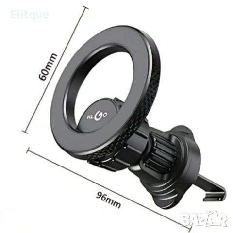 Магнитна стойка за телефон KLGO MagSafe Z20 – въртящ се държач за вентилационен отвор, снимка 5 - Други стоки за дома - 53074382