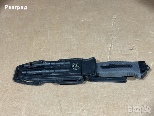 Тактически нож с кания,компас,запалка,свирка и точило