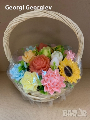 цветя изработени с глицеринов ароматен сапун и Българска роза Стара Загора,бивше кино Септември, снимка 5 - Изкуствени цветя - 52499822