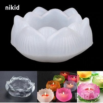 Цвете Лале Лотос лотус силиконов молд форма смола восък свещ шоколад гипс смола, снимка 2 - Форми - 30534057