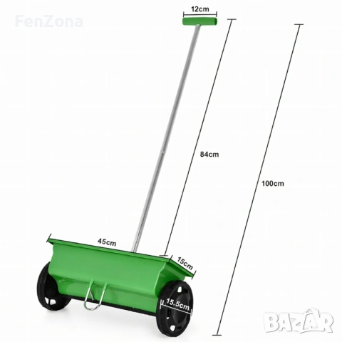 Градинска сеялка 6L с колела – разпръсквач за семена, торове, пясък и сол с 5-степенно регулиране, снимка 6 - Градински инструменти - 53931117