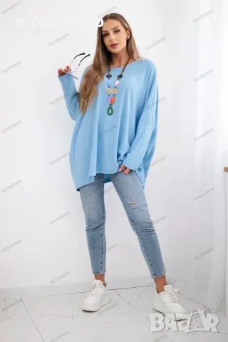 Oversize дамска блуза с колие, 8цвята , снимка 11 - Блузи с дълъг ръкав и пуловери - 48831218