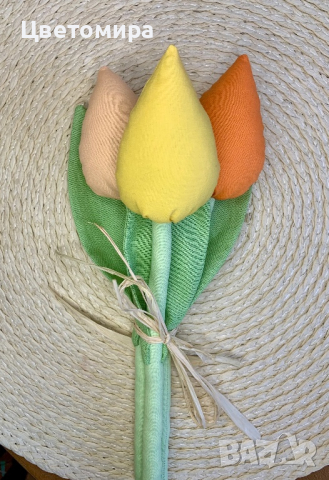 Лалета от плат / Текстилни цветя, снимка 7 - Декорация за дома - 41228247