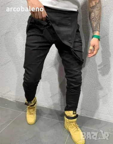 Ликвидация! Мъжки дънки с тиранти в нов стил - Доставка 24 часа , снимка 3 - Дънки - 49901964