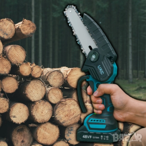 АКУМУЛАТОРЕН ТРИОН ЗА ДЪРВО И КЛОНИ UKC 48V КОМПЛЕКТ + 2 вериги, снимка 2 - Градински инструменти - 52234992