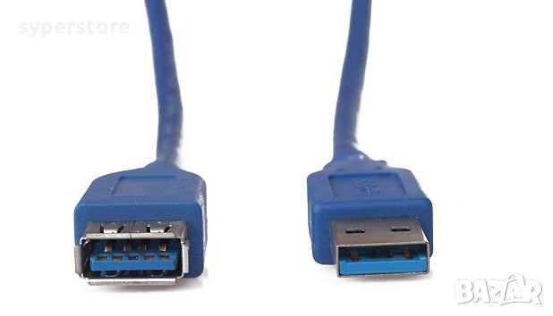 Кабел USB3.0 Мъжко към Женско 1.8m Син VCom SS001301 Cable USB - USB M/F, снимка 2 - Кабели и адаптери - 34333359