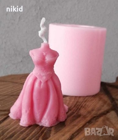 3d Дамска рокля цилиндър силиконов молд форма калъп гипс свещ декор