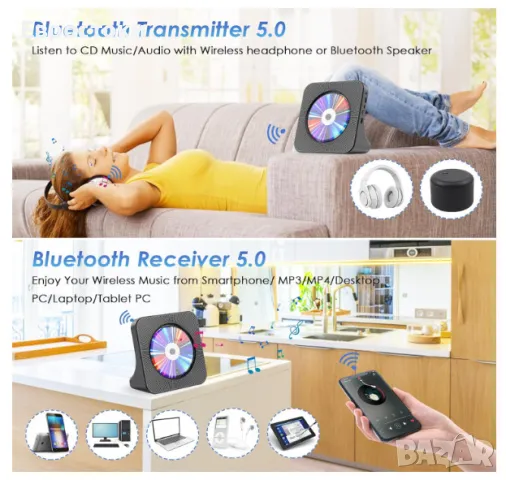 Gueray мултифункионален CD / DVD плейър, Bluetooth, дистанционно управление, HDMI изход, FM, USB, снимка 8 - Плейъри, домашно кино, прожектори - 49708885