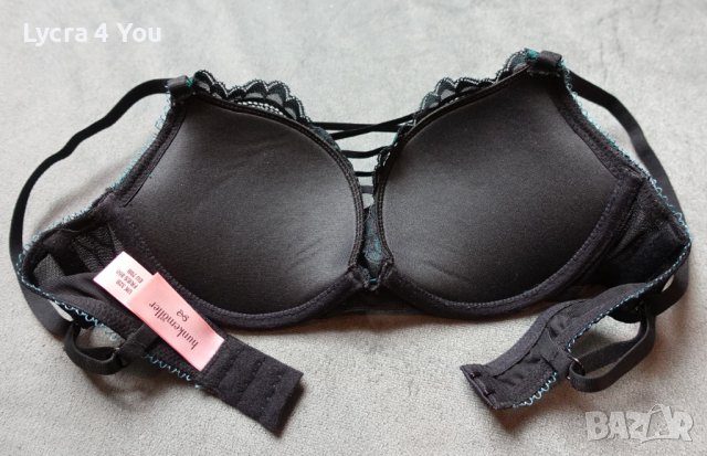 Hunkemoller 70B (UK 32B) черен сутиен с зелена дантела и огромни подплънки, снимка 6 - Бельо - 38869447