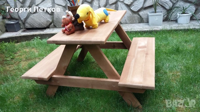 Детска масичка с пейки,кафява - 57 €., снимка 2 - Други - 50063007