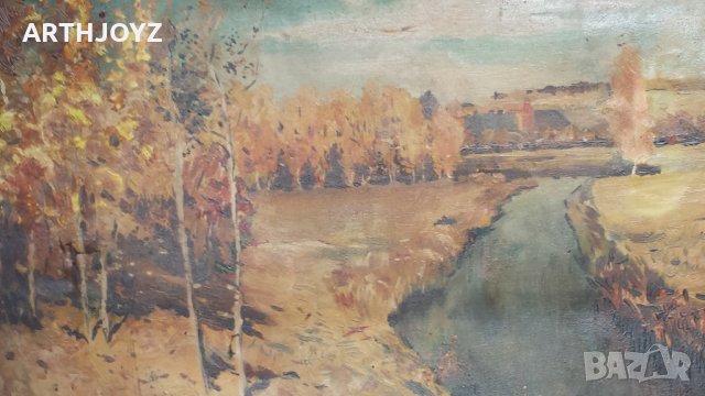 СТАРА КАРТИНА ГОРСКИ ПЕЙЗАЖ (маслени бои) / ПОДПИСАНА, снимка 2 - Картини - 29661217