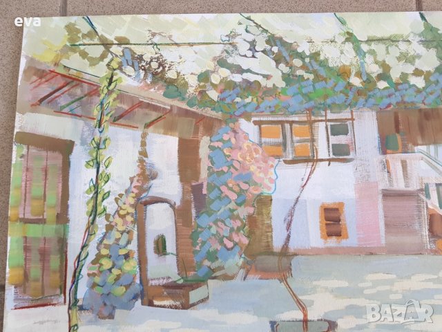 Пенка Николова известна българска художничка пейзаж ДВОР, снимка 2 - Картини - 34134283