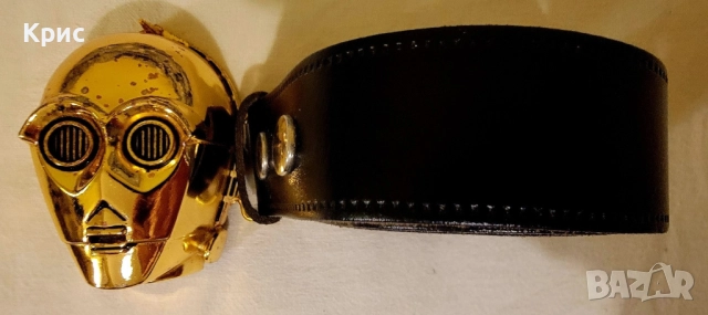 Star Wars C-3PO метална тока с колан от естествена кожа
