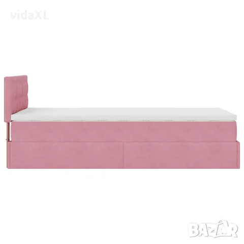 vidaXL Османска легло с матрак, розово, 90x200 см, кадифе, снимка 10 - Спални и легла - 56147025