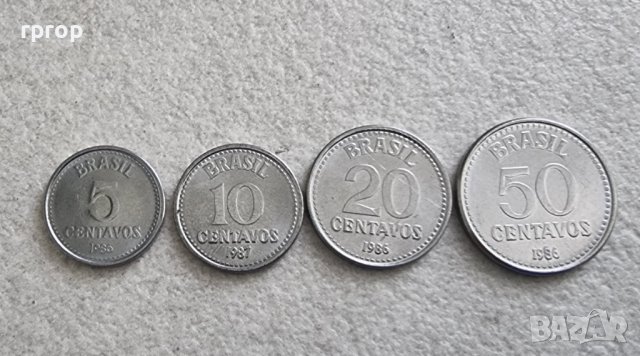 Монети. Бразилия. 5, 10 ,20 и 50  цента. 1986, 1987 година.  Стара серия.