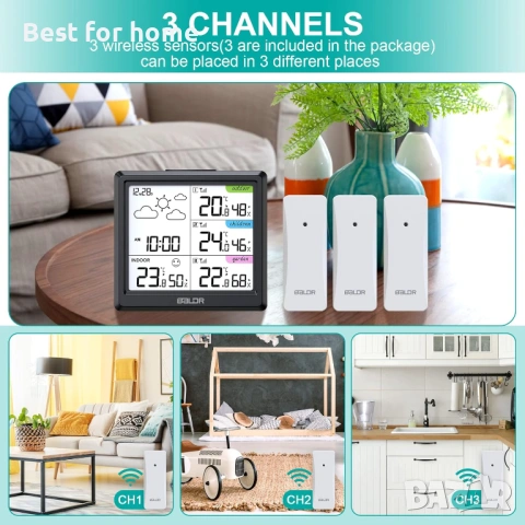 LEVIPE Метеорологична станция – Голям тъчскрийн, 3 външни сензора и прогноза за времето, снимка 6 - Друга електроника - 53275806