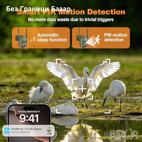 Нова Външна 4G камера със SIM слот 2K HD соларна батерия PIR PTZ за видеонаблюдение, снимка 2 - Други - 54347537