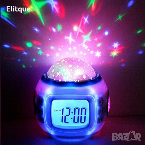 Будилник с прожекционна лампа – магията на звездното небе във вашата стая +музика, снимка 7 - Детски нощни лампи - 52596939