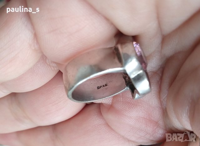 Два броя / Винтидж / Стар сребърен пръстен с Морганит и Бял сапфир проба 925 , снимка 7 - Пръстени - 42322435