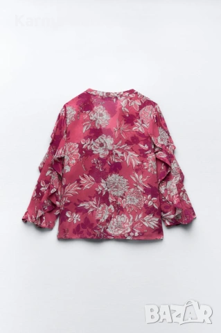 блуза ZARA в розово, снимка 4 - Ризи - 54317518