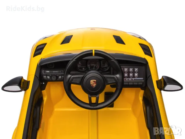 Porsche Spyder RS 12V – Детска акумулаторна кола, Жълта, EVA гуми, снимка 11 - Детски велосипеди, триколки и коли - 49731246