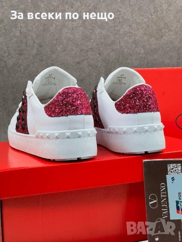 Valentino Дамски Бели Маратонки С Кристали👟Дамски Спортни Обувки С Камъни В Бял Цвят Код E1327, снимка 2 - Маратонки - 54148546