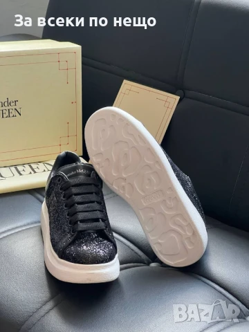 Alexander McQueen Дамски Черни Блестящи Маратонки С Бяла Подметка👟Дамски Спортни Обувки Код E451, снимка 4 - Маратонки - 50503278