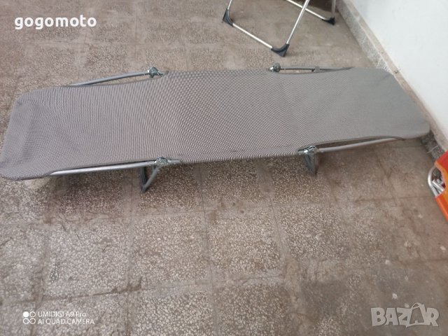Олекотен шезлонг, сгъваемо легло, туристическо за плаж и градина сив, снимка 6 - Къмпинг мебели - 37622419