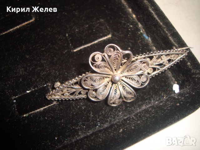 ЮВЕЛИРНО РЪЧНО ИЗРАБОТЕНА СТАРИННА СРЕБЪРНА ФЛОРАЛНА БРОШКА АРТ НУВО РЕТРО АРТ БИЖУ ФИЛИГРАН 17254, снимка 5 - Антикварни и старинни предмети - 31196307