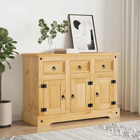 vidaXL Бюфет "Corona", кафяв, 112x44x78 см, масивна дървесина, мексикански бор, снимка 2 - Бюфети - 56147361