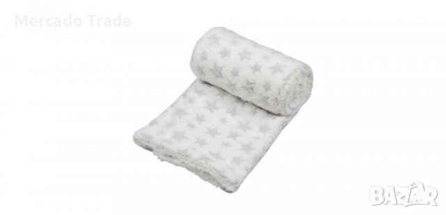 Бебешко одеяло от шерпа, Сиви звезди, снимка 1 - За бебешки колички - 37010281