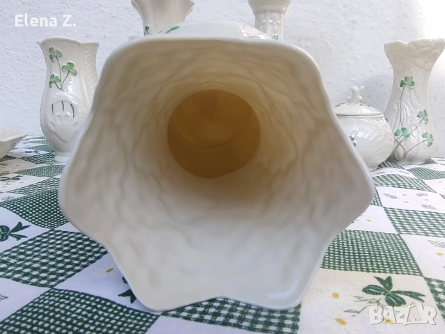 Belleek Ирландия ръчно рисувана ваза Donegal Spill Vase, снимка 4 - Вази - 52504917