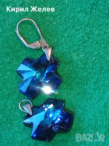 СТАРИ СРЕБЪРНИ ОБЕЦИ СРЕБРО 925 и ЦВЕТЕН СКЪПОЦЕНЕН КРИСТАЛ Подходящи и за МЕДАЛЬОНЧЕТА 25105, снимка 2 - Обеци - 35782138