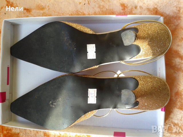 Дамски Златни обувки номер 37, снимка 5 - Сандали - 36865121