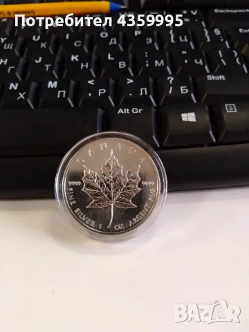 Сребърна монета "Кленов лист", 1 Oz, Канада, 1988г.