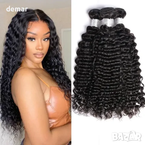 Комплект естествена бразилска коса PERISMODA Deep Wave, 35/40/45 см