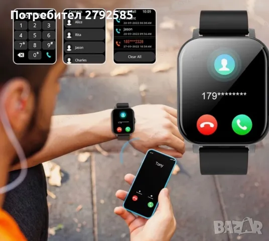 Смарт часовник черен и розов, снимка 2 - Смарт часовници - 49343878