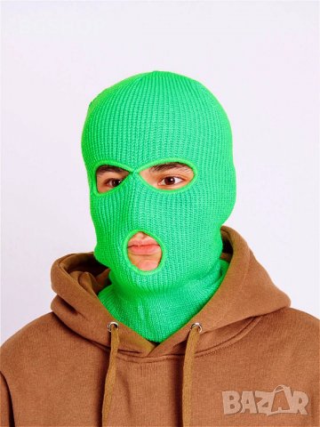 Зимна шапка маска - Green Neon Balaclava, снимка 3 - Шапки - 30397904