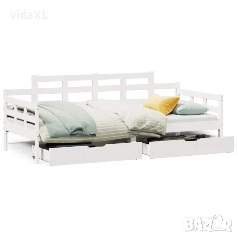 vidaXL Легло с чекмеджета, без матрак, бяло, 90x200 см, масивно дърво
