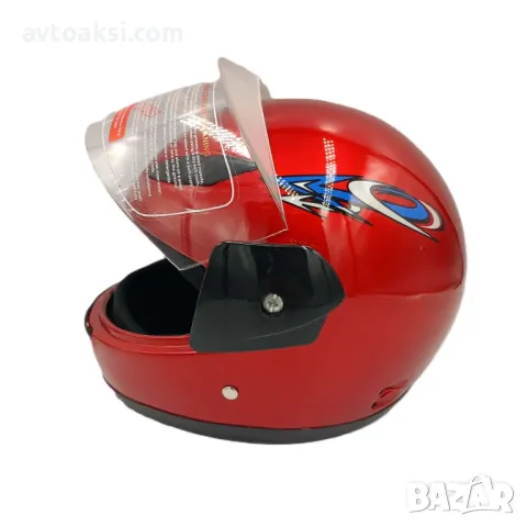 Детска каска за Мотор/Скутер/Мотопед Черна/Червена, снимка 2 - Аксесоари и консумативи - 50346566