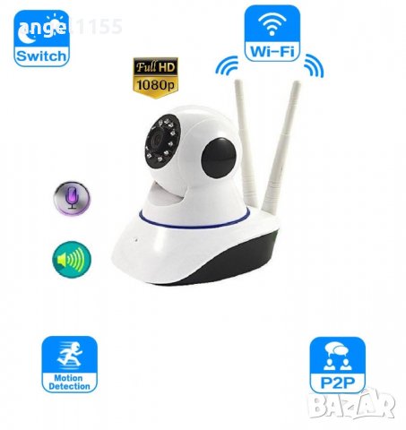 1080p FullHD P2P Wifi Lan IP Безжична с нощно виждане camera Бебефон видеонаблюдение
