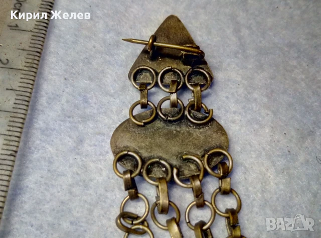 СТАРА ЕТНОГРАФСКА ОРНАМЕНТИРАНА МЕДНА БРОШКА МАЙСТОРСКА ХУДОЖЕСТВЕНА ИЗРАБОТКА 34054, снимка 5 - Антикварни и старинни предмети - 51277723