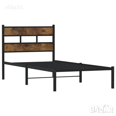vidaXL Метална рамка за легло, без матрак, опушен дъб, 75x190 см, снимка 3 - Спални и легла - 56147490