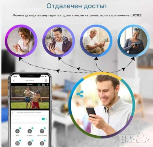 Тройна външна WiFi камера 9MP с аларма, 24 диода, iCSee, 64GB памет, снимка 8 - IP камери - 53093363