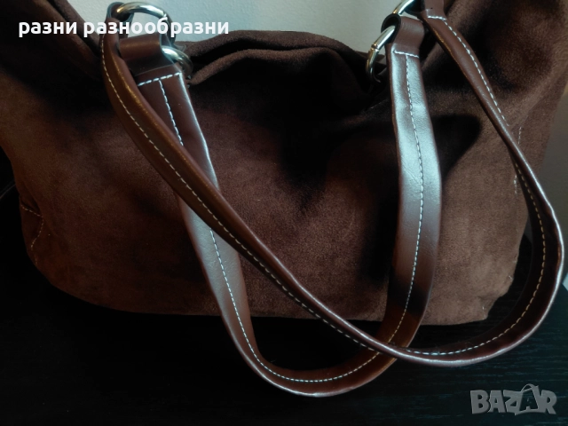 Дамска велурена чанта, снимка 3 - Чанти - 51999316