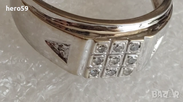 Златен пръстен с 11 диаманта,бяло злато 9к , снимка 8 - Пръстени - 51221596