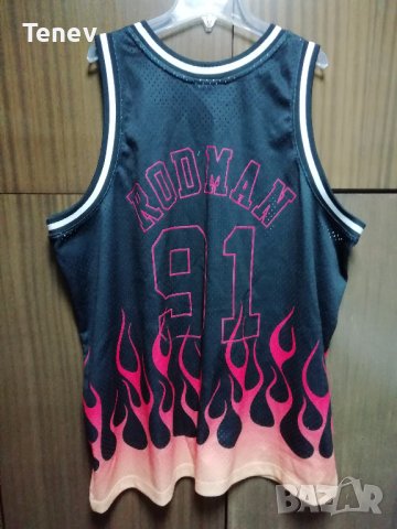 Dennis Rodman Chicago Bulls 1997-98 Mitchell & Ness NBA Flame Fire Jersey оригинален потник 2XL XXL , снимка 2 - Спортни дрехи, екипи - 39316126