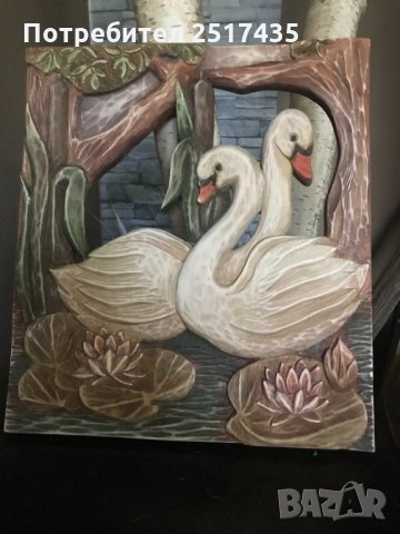 Ръчно направено пано - Лебеди