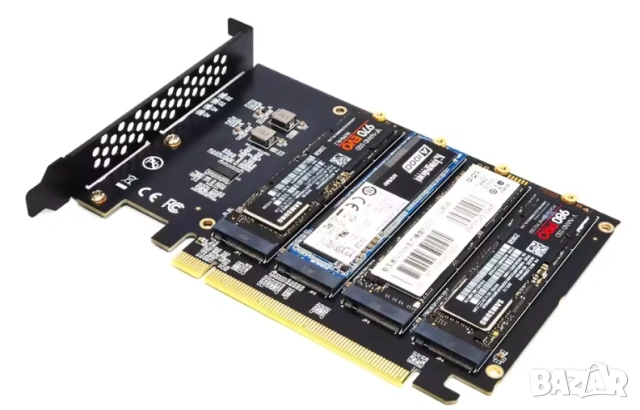 Адаптер за 4 броя SSD M2 NVMe PCI-E x16