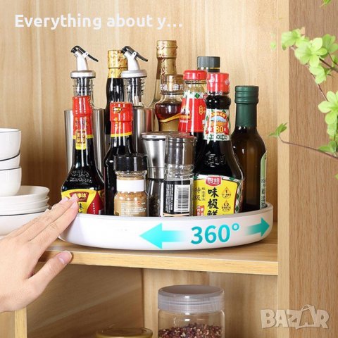 360° въртящ се органайзер за кухненски шкафове - за бурканчета, шишенца и подправки, снимка 6 - Аксесоари за кухня - 37483024